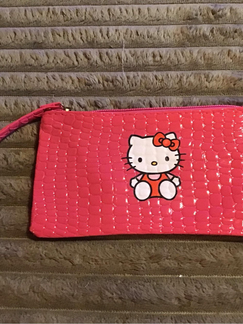 Hello Kitty Hot Pink Croc-Embossed Wristlet Pouch